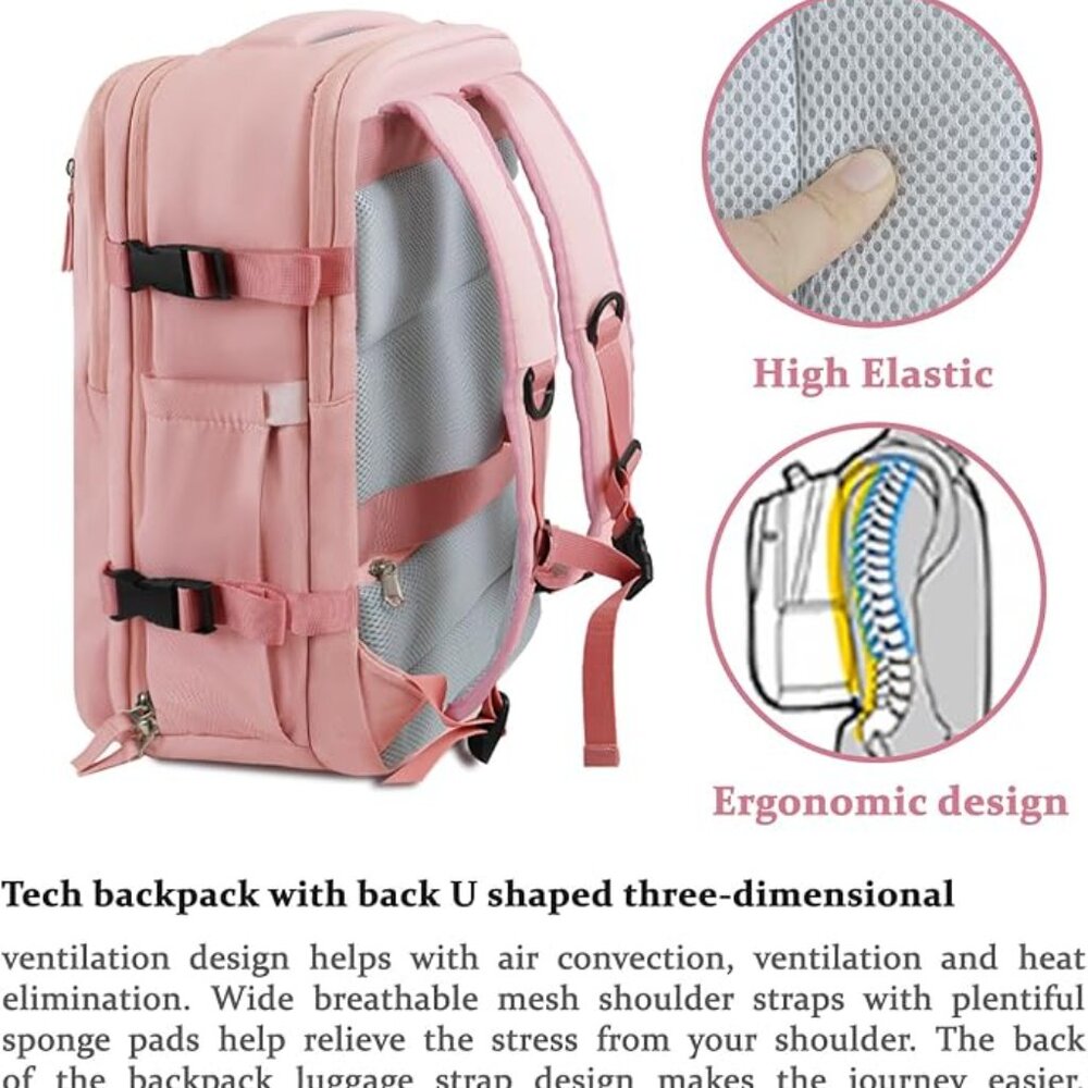 New! Last! Travel laptop Backpack For Men & Women, Carry On Backpack BLACK - Picture 5 of 8
